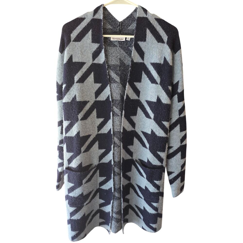 North Style Cardigan M Womens Aztec Blue Lagen Look Long Sleeve‎ Pockets Open
